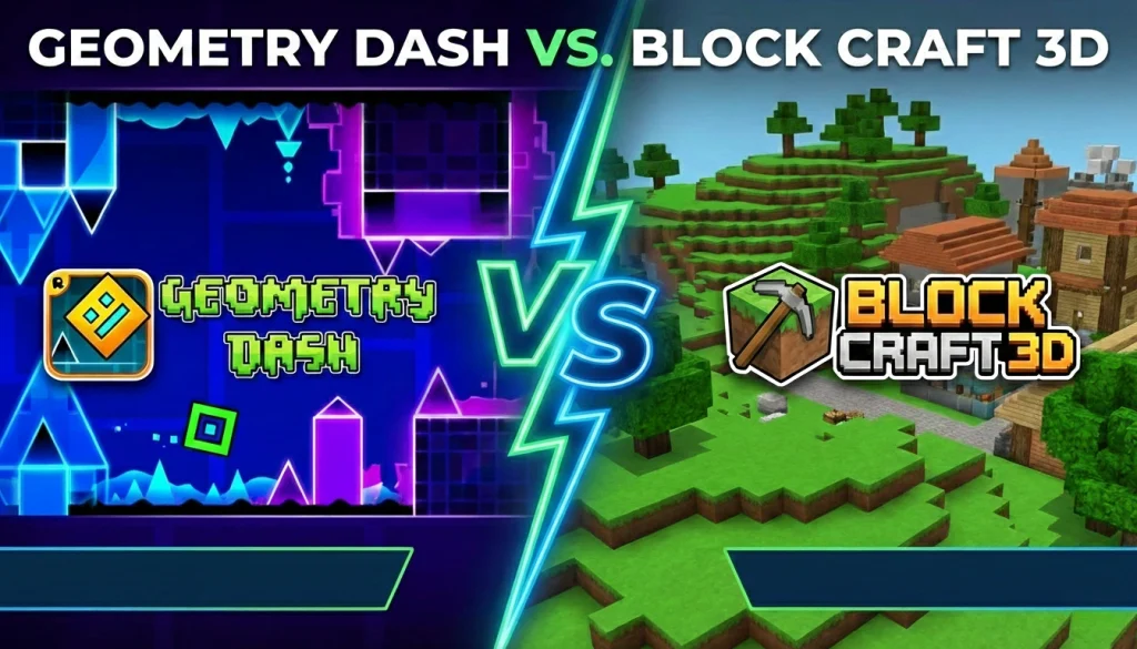 Rhythm vs. Sandbox: Geometry Dash or Block Craft 3D, Which Mobile Game Is Right for You? 1 Geometry Dash or Block Craft 3D