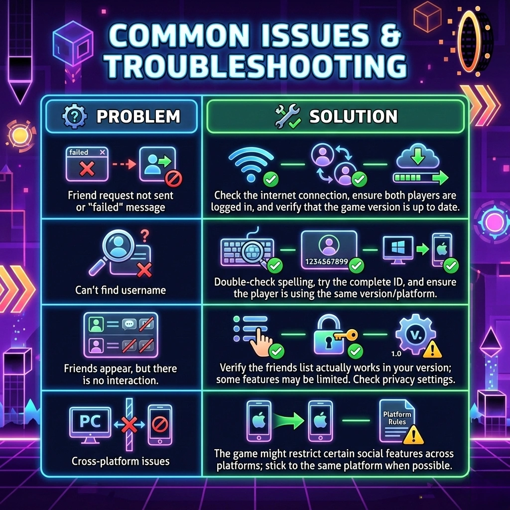 How to Add Friends in Geometry Dash: A Complete Guide 2 common issues in adding friend in geometry dash complete guide in image way