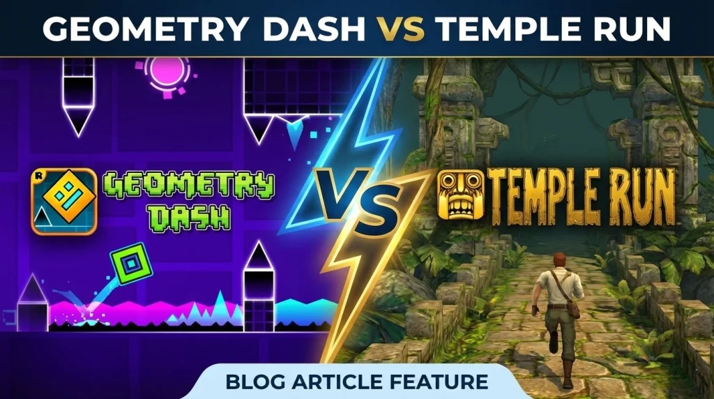 eometry Dash vs Temple Run: Toughest Game in 2026? in visual way